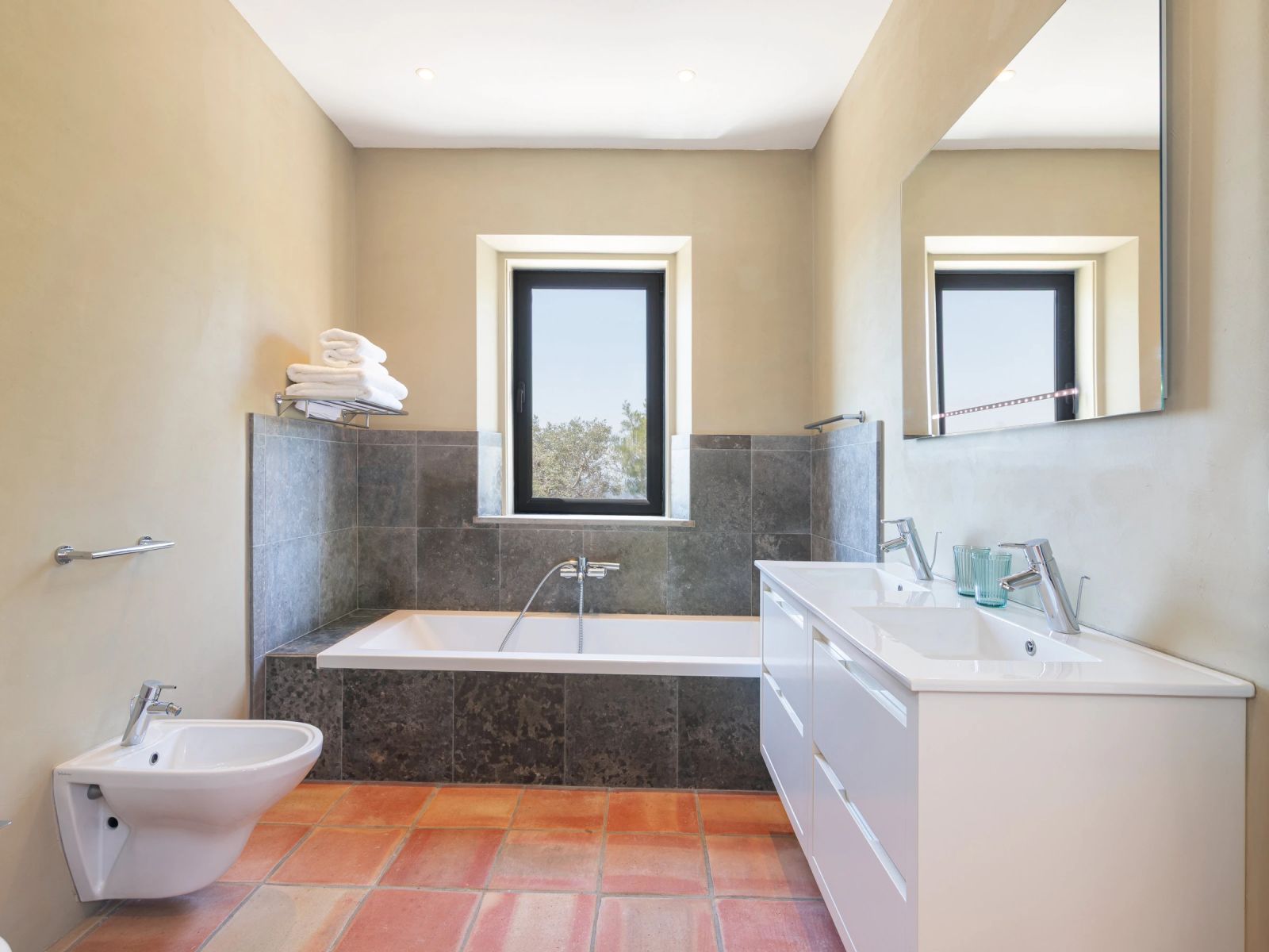 A bathroom at the villa with a soaking tub