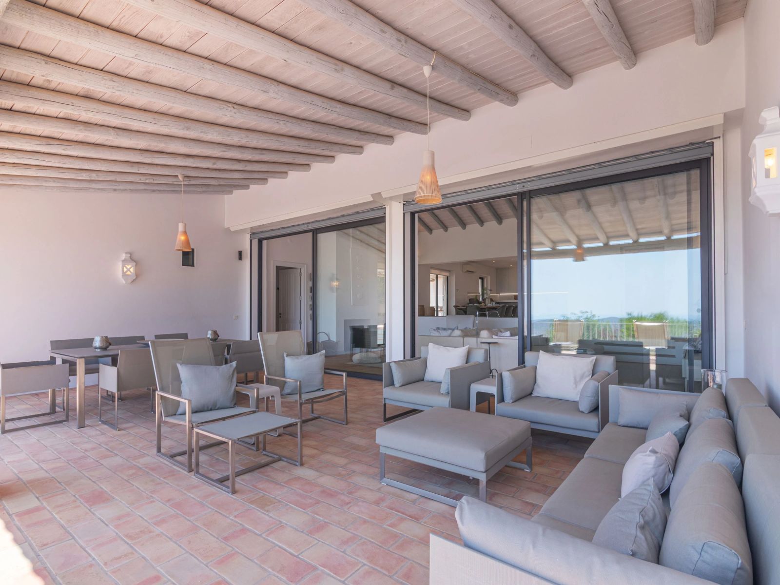 The villa's terrace lounge area